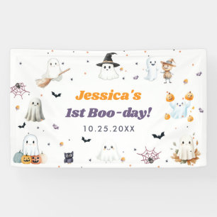 Cute Halloween Ghost 1st Birthday Party Banner