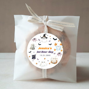 Cute Halloween Ghost 1st Birthday Party Classic Round Sticker