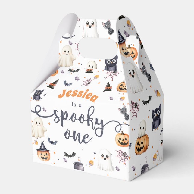 Cute Halloween Ghost 1st Birthday Party Favour Box (Front Side)