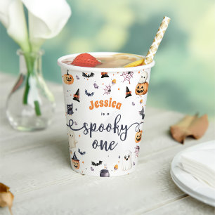Cute Halloween Ghost 1st Birthday Party Paper Cups