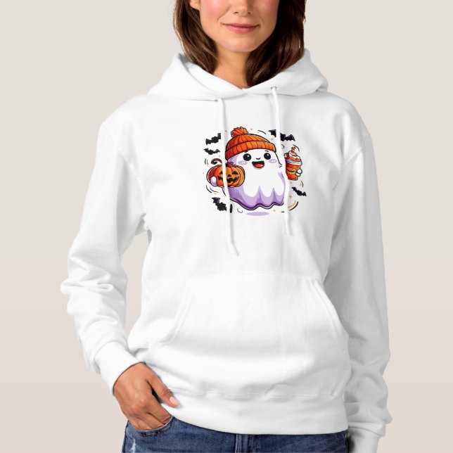 Cute Halloween Ghost Adult Hoodie (Front)