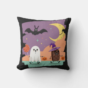 Cute Halloween Ghost and Candy Friends Cushion