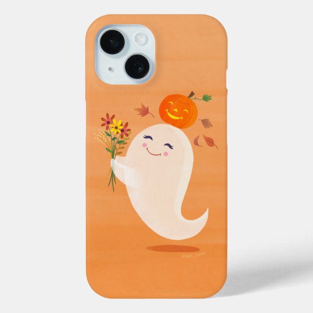 Cute Halloween Ghost and Flowers Case-Mate iPhone Case (Back)
