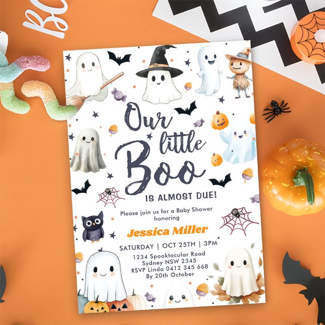 Cute Halloween Ghost Baby Shower Party Invitation (Creator Uploaded)