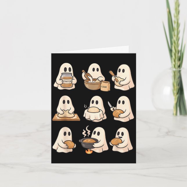 Cute halloween ghost baking bread spooky ghost card (Front)