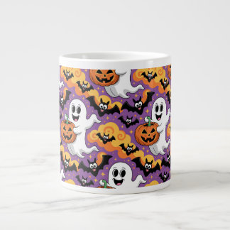 Cute Halloween Ghost Bat Pattern Large Coffee Mug