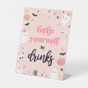 Cute Halloween Ghost Birthday Party Decorations Pedestal Sign