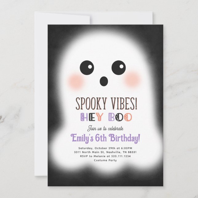 Cute Halloween Ghost Birthday Party Invitation (Front)