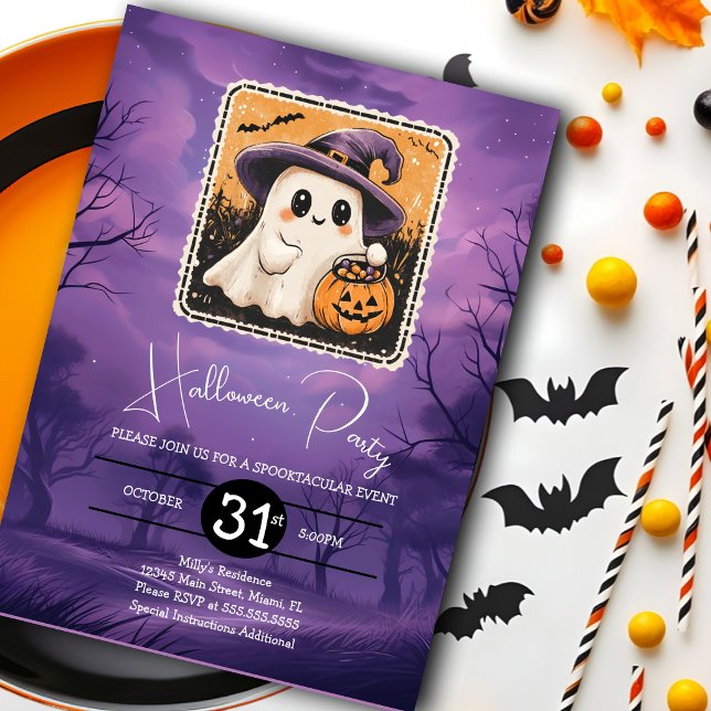 Cute Halloween Ghost Birthday Party  Invitation (Creator Uploaded)
