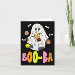 Cute Halloween Ghost Boo Boba Addict Bubble Milk T Card