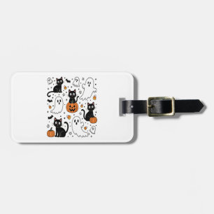 Cute Halloween Ghost Boo Cat Luggage Tag