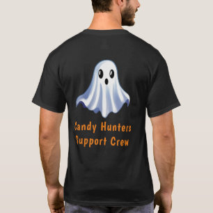 Cute Halloween Ghost Candy Hunters Support Crew T-Shirt