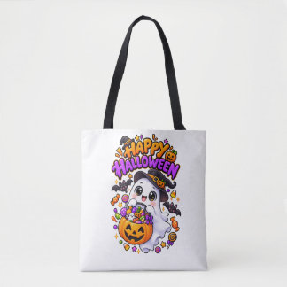 Cute Halloween Ghost Candy Pumpkin Tote Bag