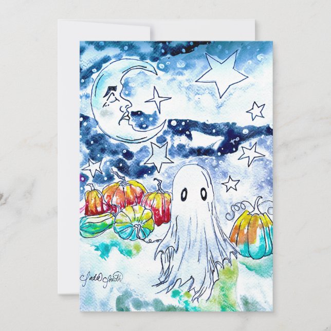 Cute Halloween Ghost Card (Front)