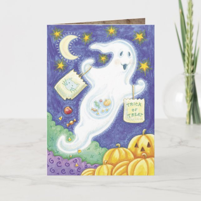 Cute Halloween Ghost Card (Front)