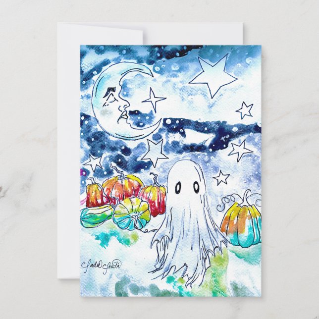 Cute Halloween Ghost Card (Front)