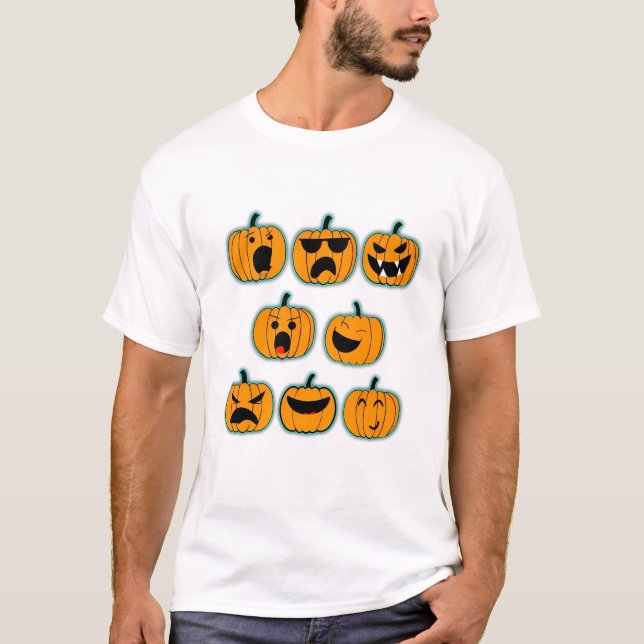 Cute Halloween Ghost Cartoon Design T-Shirt (Front)