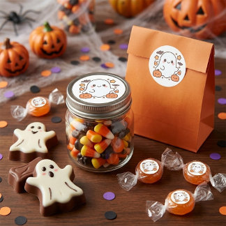 Cute Halloween Ghost Clipart,Fun and Cute Spooky Classic Round Sticker