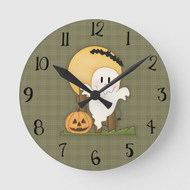 Cute Halloween Ghost Clock (Front)