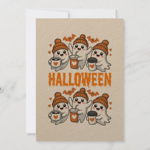 Cute Halloween Ghost Coffee Design Invitation