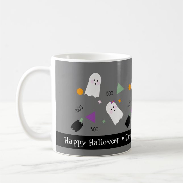 Cute Halloween Ghost Colourful Confetti Mix Coffee Mug (Left)