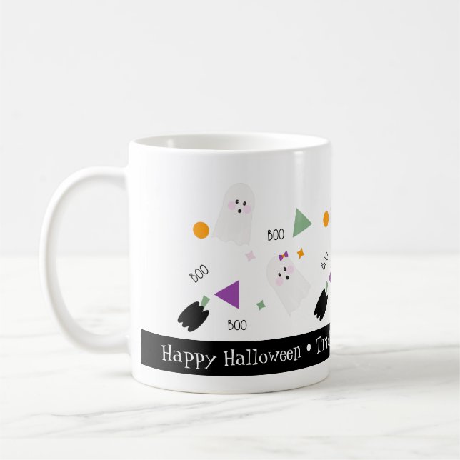 Cute Halloween Ghost Colourful Confetti Mix Coffee Mug (Left)