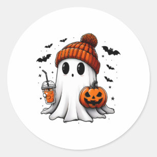 Cute Halloween Ghost Drink Pumpkin 1 Classic Round Sticker