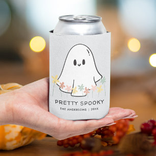 Cute Halloween Ghost Floral Can Cooler