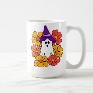 Cute Halloween Ghost Flower Wreath Coffee Mug
