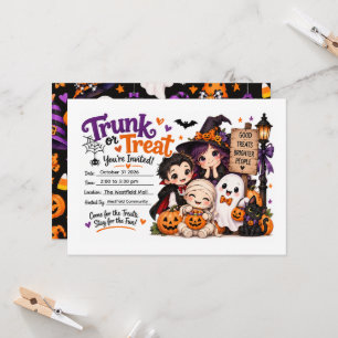 Cute Halloween Ghost & Friends Trunk or Treat Invitation