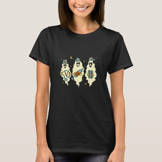 Cute Halloween Ghost Graphic For Doctor Nurse Wome T-Shirt (Front)
