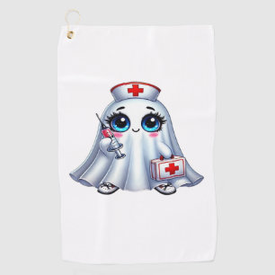 Cute Halloween ghost in a nurse's uniform Classic Golf Towel