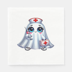 Cute Halloween ghost in a nurse's uniform Classic  Napkin