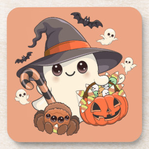 Cute Halloween Ghost Kawaii Style Coaster