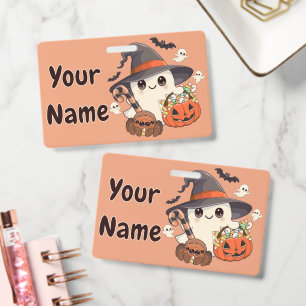 Cute Halloween Ghost Kawaii Style ID Badge