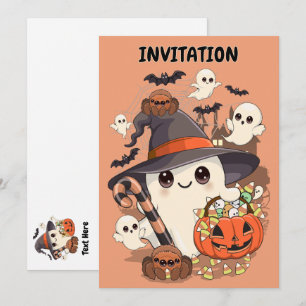 Cute Halloween Ghost Kawaii Style Invitation