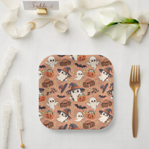 Cute Halloween Ghost Kawaii Style Paper Plate