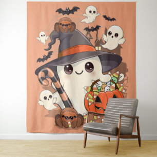 Cute Halloween Ghost Kawaii Style Tapestry
