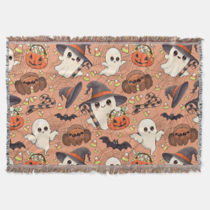 Cute Halloween Ghost Kawaii Style Throw Blanket
