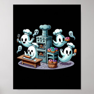 Cute Halloween Ghost Kitchen For Kids And Hallowee Poster