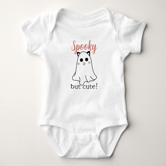 Cute Halloween ghost kitten spooky Baby Bodysuit (Front)