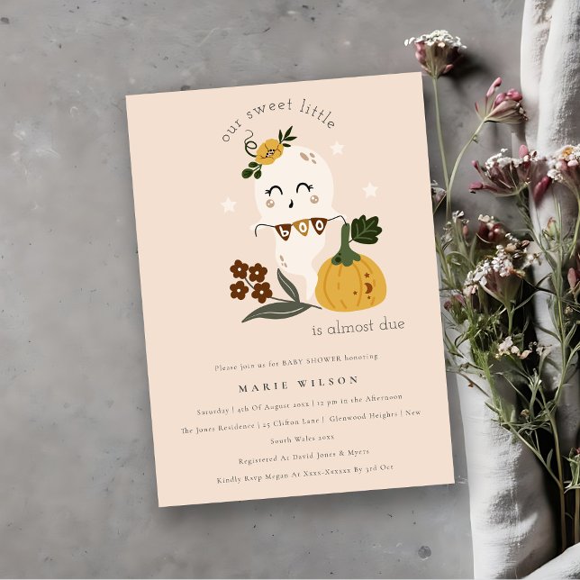 Cute Halloween Ghost Little Boo Baby Shower Invite (Creator Uploaded)