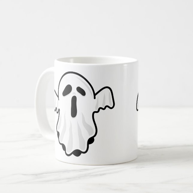Cute Halloween Ghost Mug Design (Front Left)