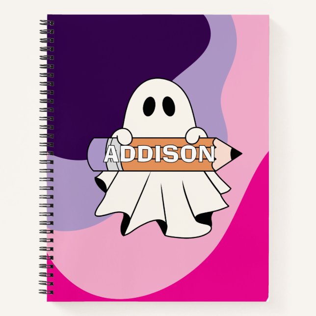 Cute Halloween Ghost Notebook For Girl (Front)