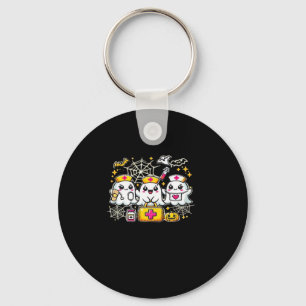 Cute Halloween Ghost Nurse Trio with Medical Kit a Key Ring