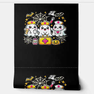 Cute Halloween Ghost Nurse Trio with Medical Kit a Wallpaper