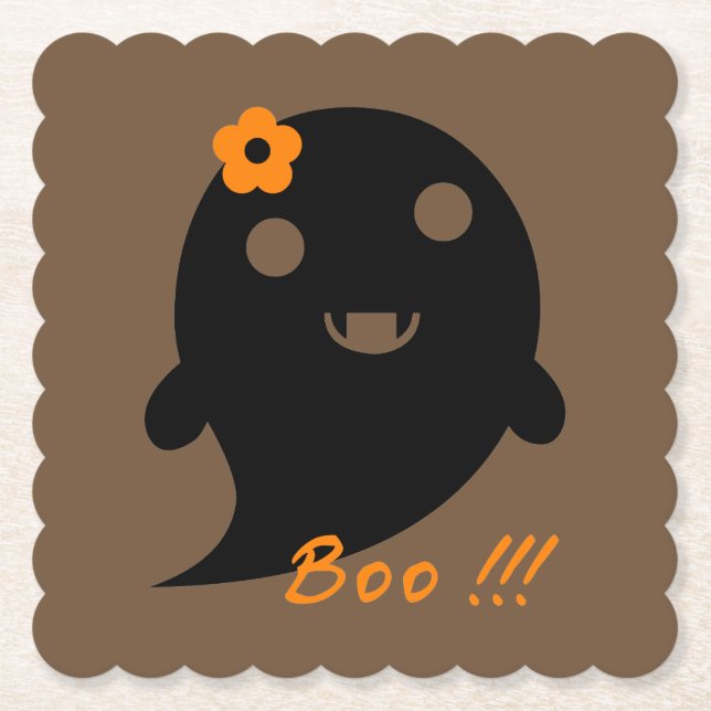 Cute Halloween Ghost Paper Coaster (Front)
