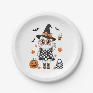 Cute Halloween Ghost Paper Plate