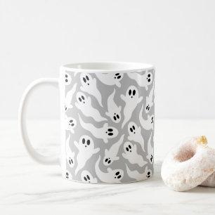 Cute Halloween Ghost Pattern Gray Coffee Mug