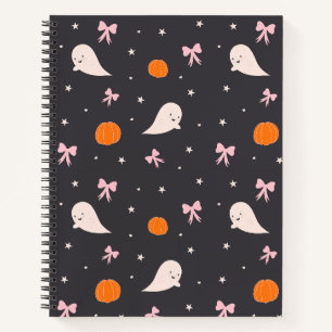 Cute Halloween Ghost Pattern Notebook Black